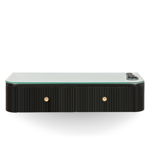 Nelson Wall-Hung Floating Shelf Styling Station in Black shown from the front