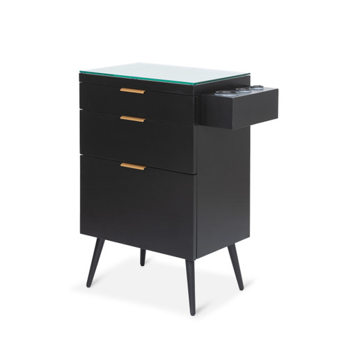 Uma Styling Station in Black with Gold Hardware