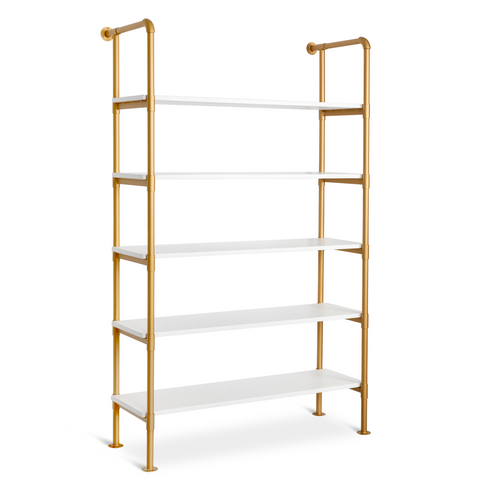 Argonne Wall Mount Retail Display in Gold with White Wood - Single